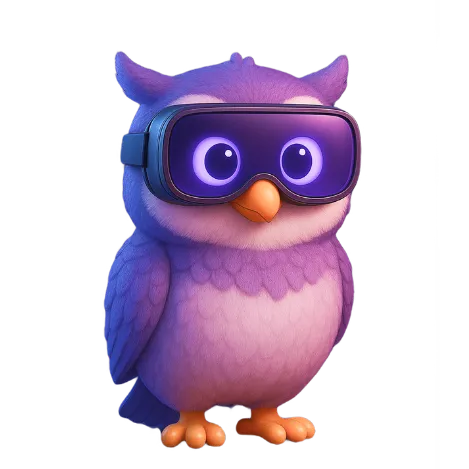 Qatar Education Leadership Expo's owl mascot peeking over the first testimonial card.